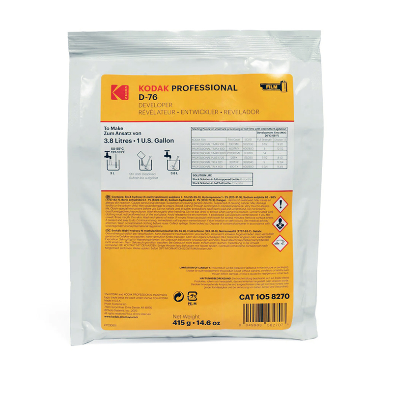  KODAK PROFESSIONAL D-76 B&W Film Developer, Powder Concentrate to Make 1 Gallon