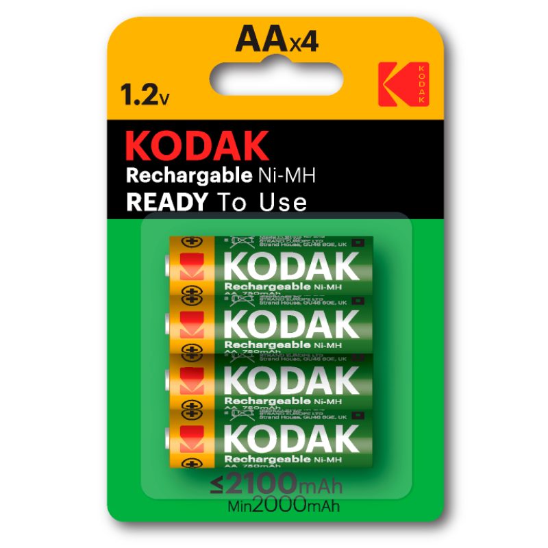 Kodak rechargeable Ni-MH AA battery 2100mAh (4 pack blister)