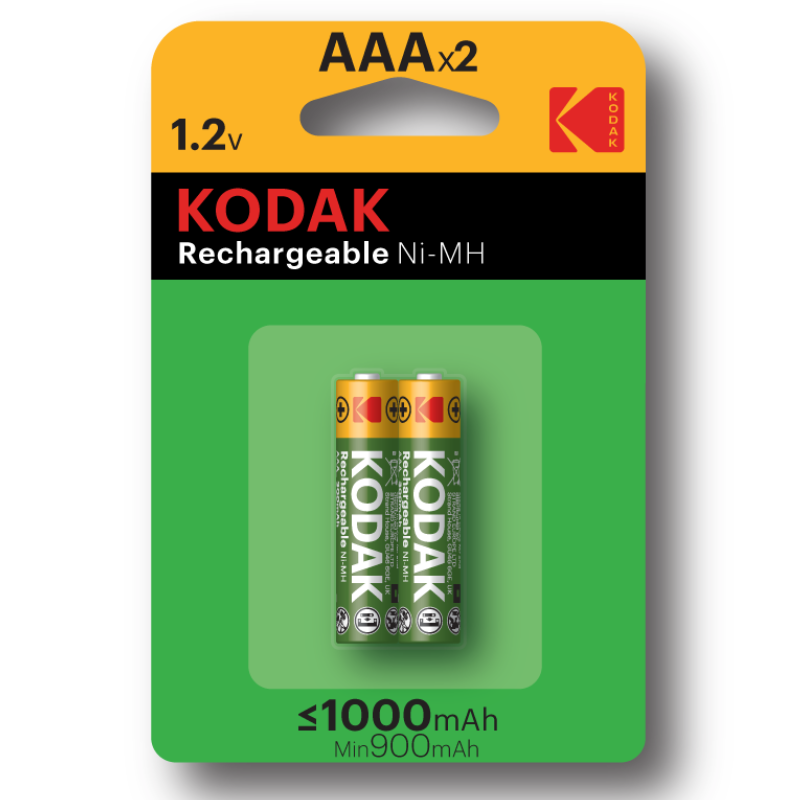Kodak rechargeable Ni-MH AAA battery 1000mAh (2 pack blister) 