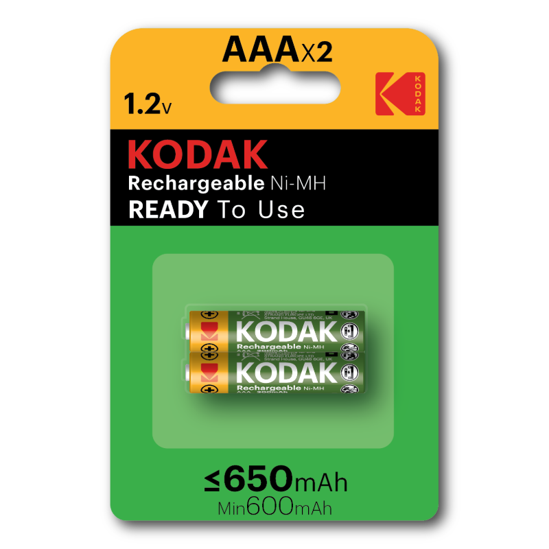 Kodak rechargeable Ni-MH AAA battery 650mAh (2 pack blister) 